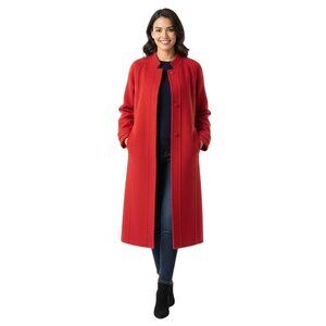 Ennio Style Made In Italy Gorgeous Red 100% Wool Trench Coat Flawed Size 46